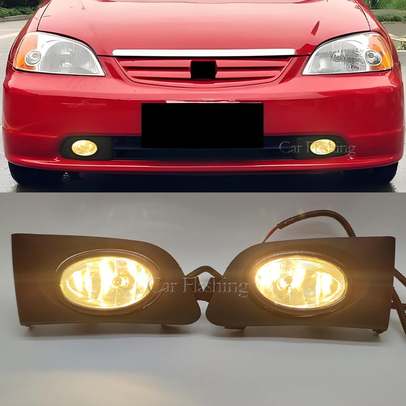 Car LED Front Bumper Light For HONDA Civic 2001 2002 ES Drive Fog Lamp Harness Kit Fog light cover with Wire Switch Bulb