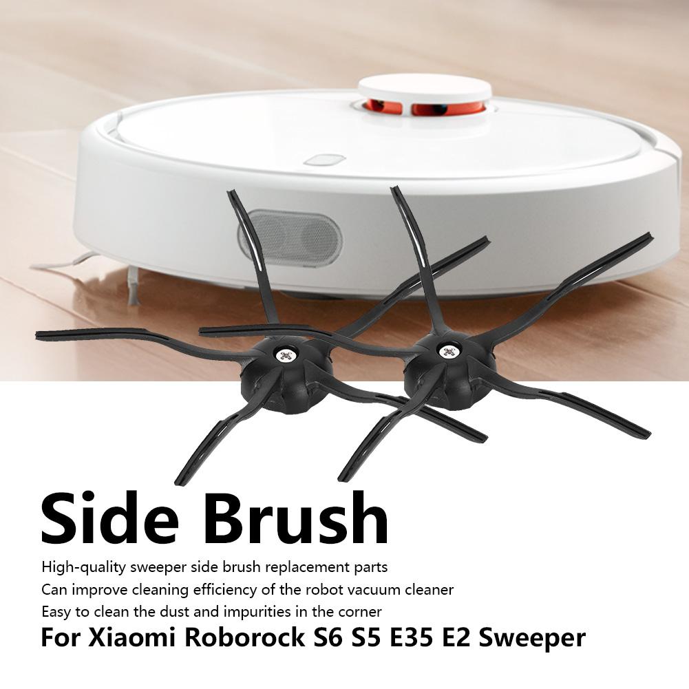 2 шт. Запасная боковая щетка для робота-пылесоса XIAOMI Roborock S6 S5 E35 E2, черная
