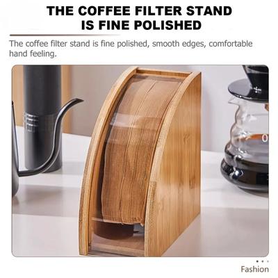 Leeseph Бамбуковая коробка для хранения кофейных фильтров, Держатель для кофейных фильтров, Подставка-диспенсер для хранения бумажных фильтров, Кофейные аксессуары