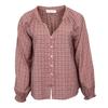 Women's Marjani Pink Check Blouse V-neck