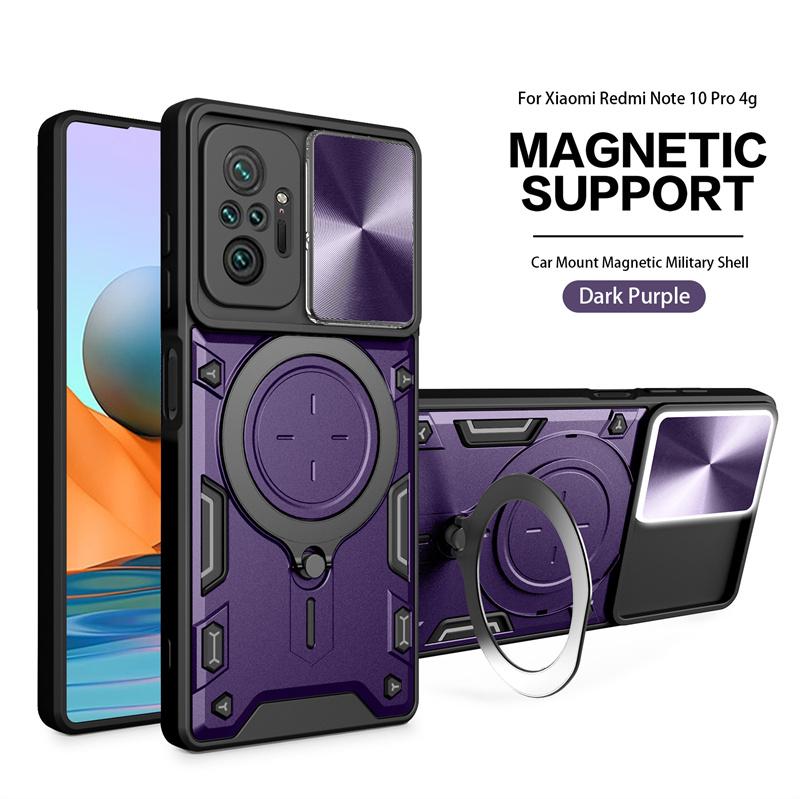 Для Redmi Note10 Pro Чехол Slide Camera Lens Protect Armor Ring Holder Чехол для телефона для Xiaomi Redmi Note 10 Pro Max 10S Задняя крышка