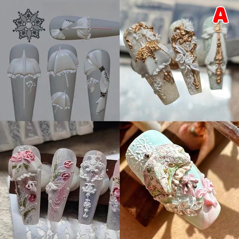 Chinese Retro Butterfly Style Silicone Nail Mold Cartoon Dream Lace Umbrella 3d Nail Jewelry Artistic And Creative Nail Mold