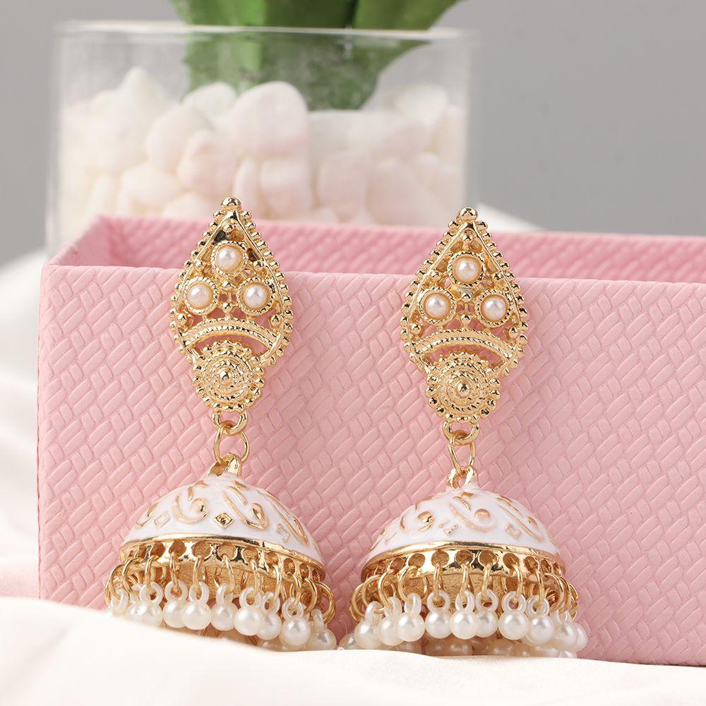 Серьги Подвески Джумка с кисточкой Цыганские Винтажные в форме Колокольчика Цветочные Серьги Жемчужные Бусины