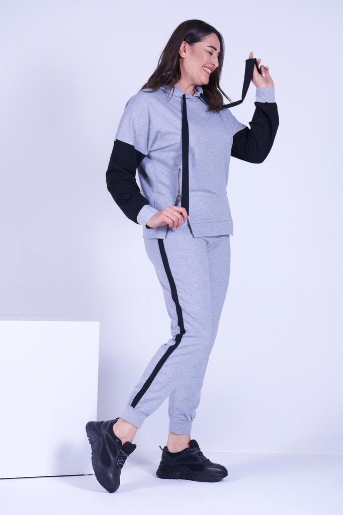Женский модный спортивный костюм большого размера с капюшоном на боковой молнии, оверсайз (большой) Размер спортивного костюма 9376