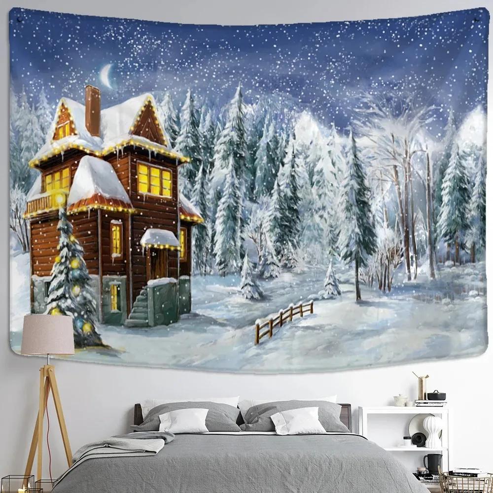 Рождественский узор со снегом Декоративный гобелен для дома Гостиная Спальня Настенный декор