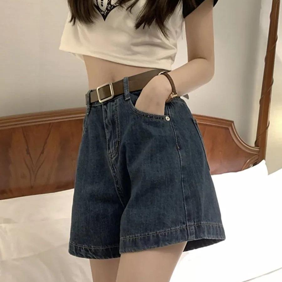 Summer 2026 High-Waist Retro A-Line Wide-Leg Jeans Shorts for Women