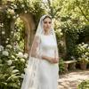 2M Long Bridal Headscarf Lace Edge Muslin Head Covering Elegant Wedding Veil  Cathedral Wedding