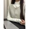 Autumn and Winter Fashion Suit Women's Semi-turtleneck Stacked Knitted Sweater with Small Gold Buckle Cardigan Vest Jacket Vest