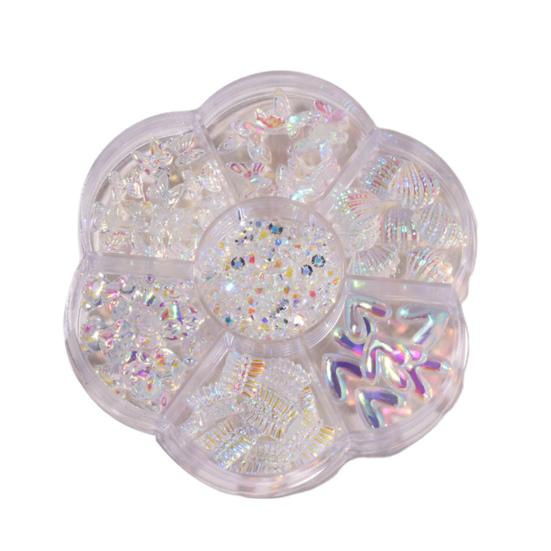 1 Box Nail Decals Cute 3D Effect Resin Nails Aurora Rhinestone Tools DIY