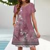 Summer Dresses For Women Beach Floral Sundress Short Sleeve Pockets Casual Tshirt Dress