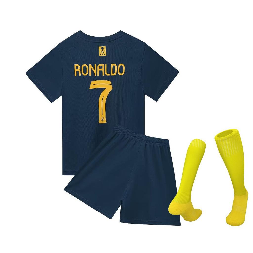 23-24 Riyadh Away Sapphire Blue No. 7 Club Football Jersey Set Children'S Jersey Size 14-30