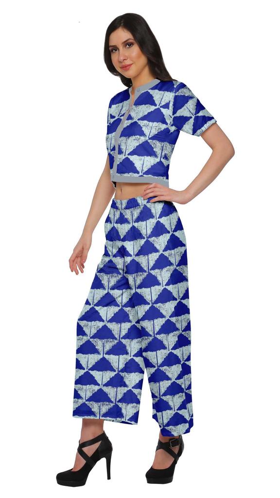 Moomaya Womena    S Crop Top Palazzo Set Printed 2 Piece Outfit Dress Ethnic