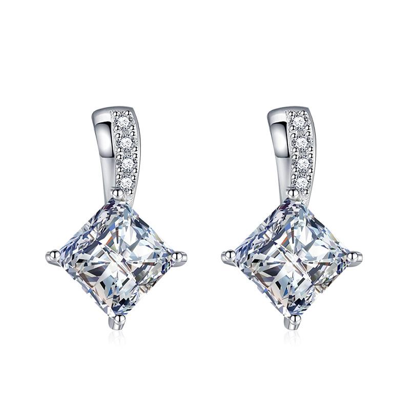 BELLA BOX Роскошные женские квадратные серьги-гвоздики с бриллиантами, подарок на свадьбу и помолвку