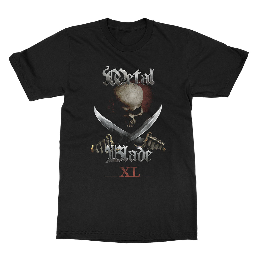 Bloody Skull Crossed Axes Graphic TShirt Metal Blade Records 40th Dark Metal Style Black 100 Cotton Unisex Tee