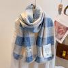 Lamb Wool Scarf Women's Autumn and Winter New Large Plaid Scarf Long Couple Dual-purpose Shawl