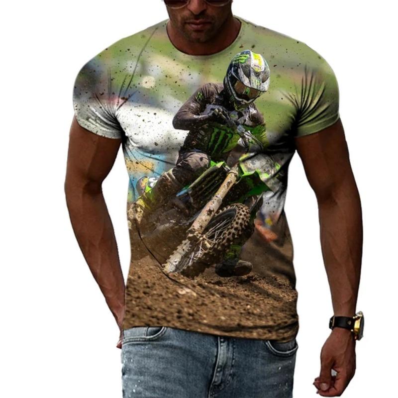 Новая модная крутая 3D футболка с рисунком мотокросса для мужчин, летняя трендовая хип-хоп футболка в стиле Харадзюку с принтом, рисунок мотоцикла O Colla