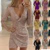 Christmas Sequin Women Bodycon Dress Ladies Evening Party Ball Gown Dresses Mini