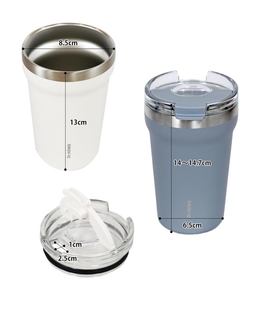 Японская лимитированная бутылка для воды из нержавеющей стали, корейский стильный стакан, 354 мл, в комплекте крышка с трубочкой Dr.HOWS (Доктор Хаус) Холод/Жара (Серый)