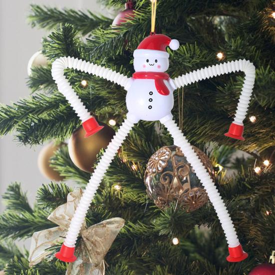 4 шт. Рождественская телескопическая трубка, подвесное украшение, Санта Клаус, Олень, Снеговик, Пряничный человечек, присоска, игрушка-антистресс, праздничное украшение для вечеринки