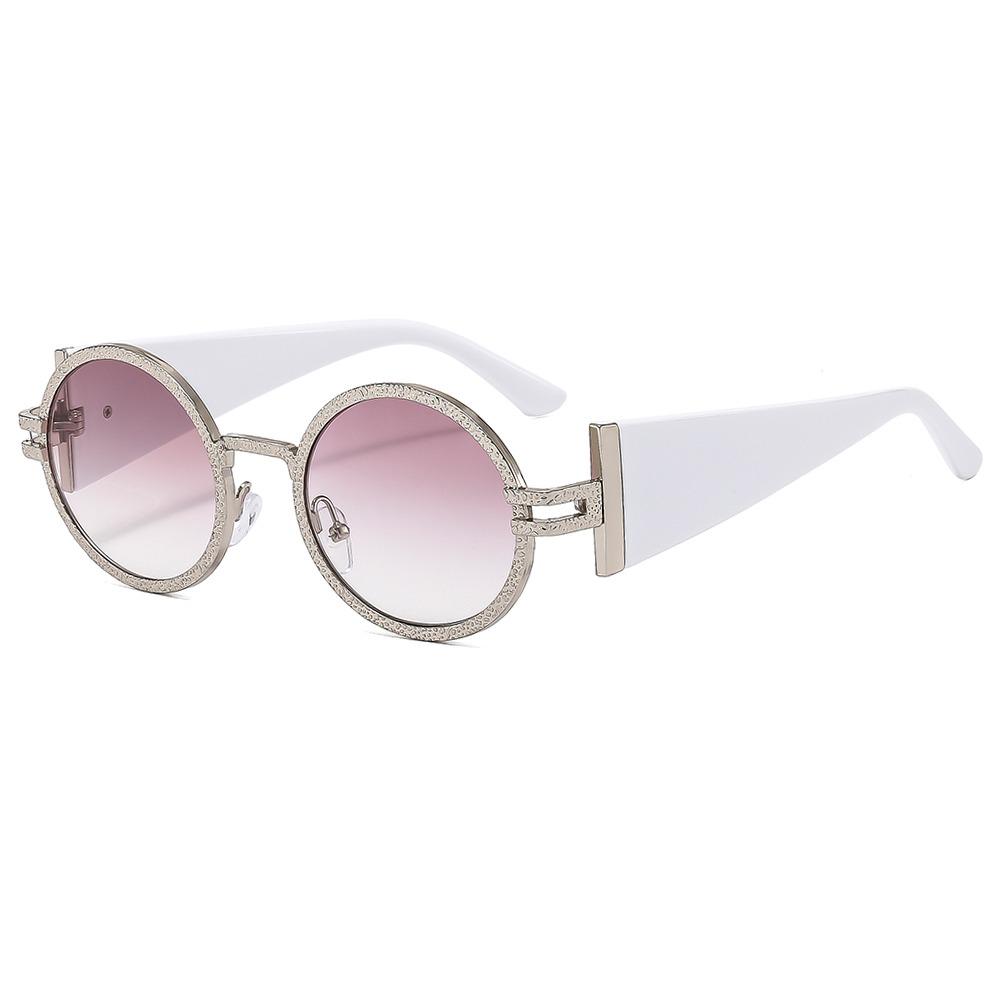 Fashion Round Punk Sunglasses UV Protection Retro Hip Hop Shades Oval Wide Temples Sun Glasses for Women & Men
