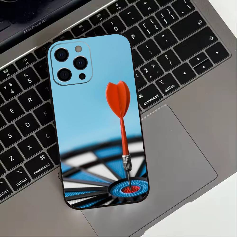 D-Darts Phone Case For iPhone 17,16,15,14,13,12,11 Plus,Pro Max,XS,Soft Silicone Black Cover