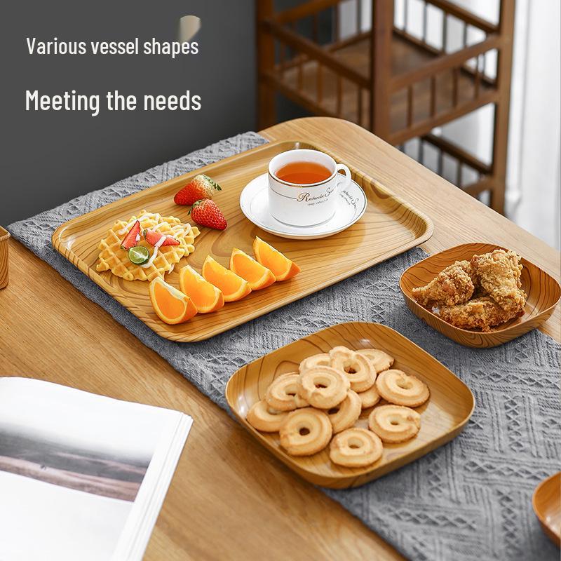 Японский поднос с текстурой дерева: Костяная тарелка для закусок, фруктов, десертов и хранения орехов