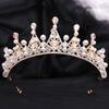 Bride's Korean Handmade Pearl Crown Popular Crystal Jewelry Princess Headband Alloy Rhinestone Crown