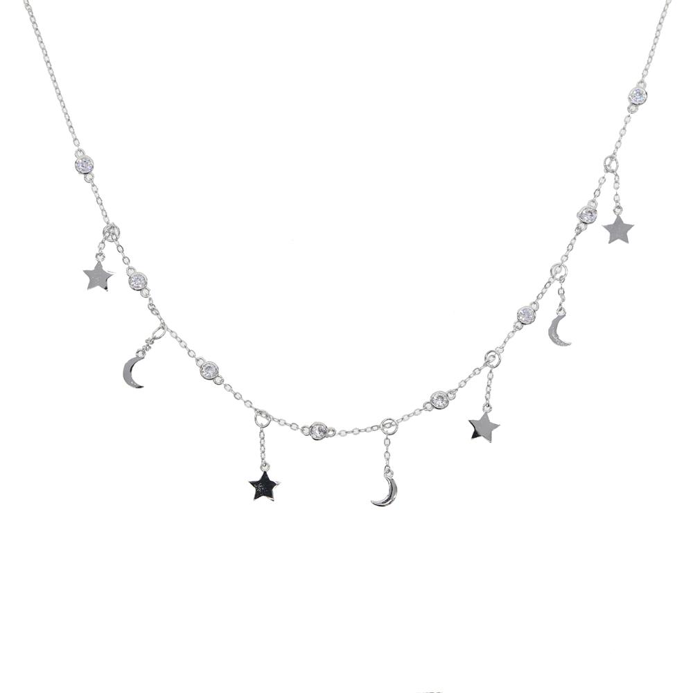 2023 Christmas Gift Moon Star Charm Tassel Choker Necklace for Women Jewelry