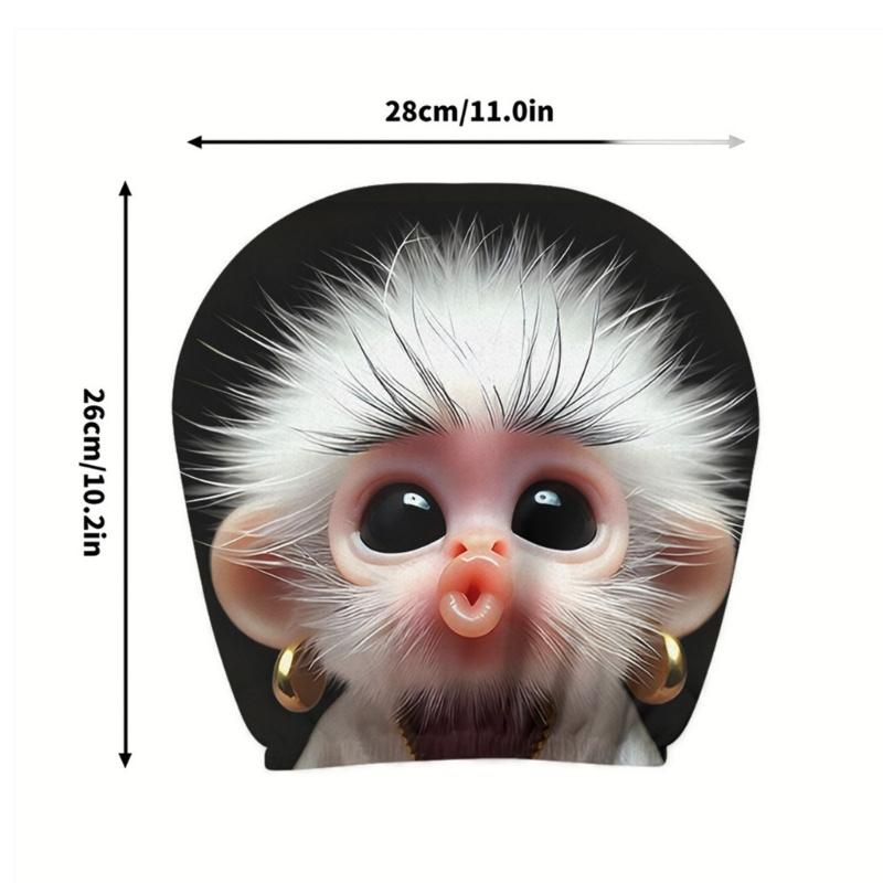 Пара чехлов на подголовник автомобиля, полиэстер с принтом обезьяны, комплект сменных чехлов на подголовник автомобиля для обычных подголовников для ежедневных поездок, семейного использования и использования в каршеринге