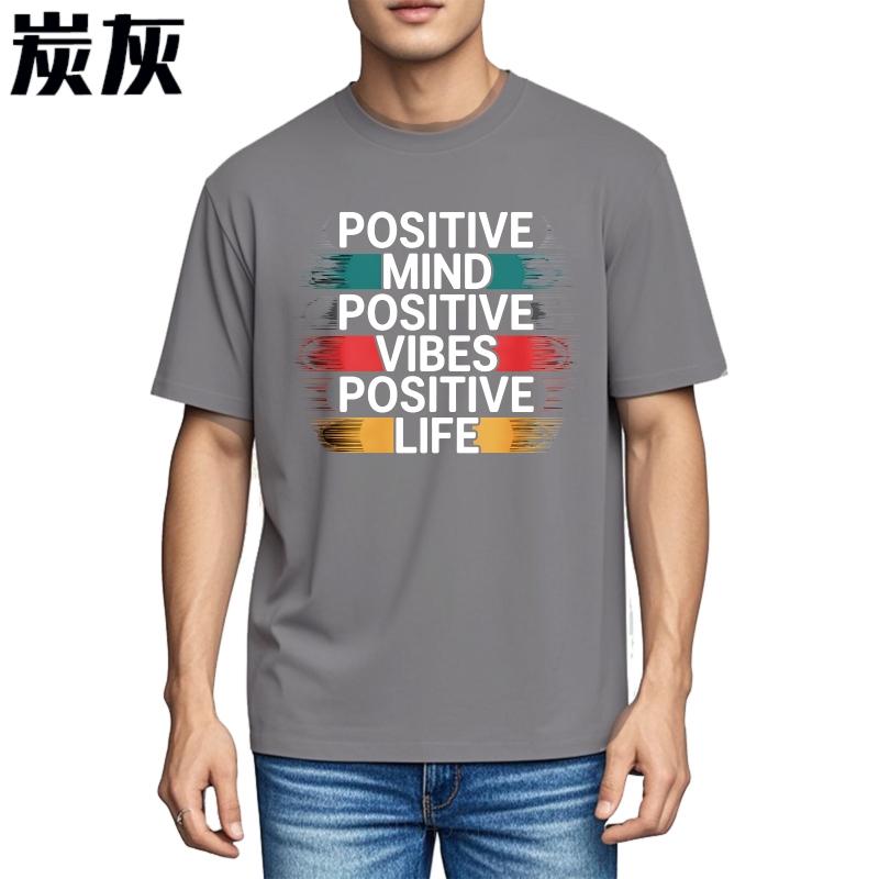 Anime For Unisex Summer Tshirt Positive Mind Positive Vibes Positive Life Short Sleeve Rock Crew Neck For Her Top Tees