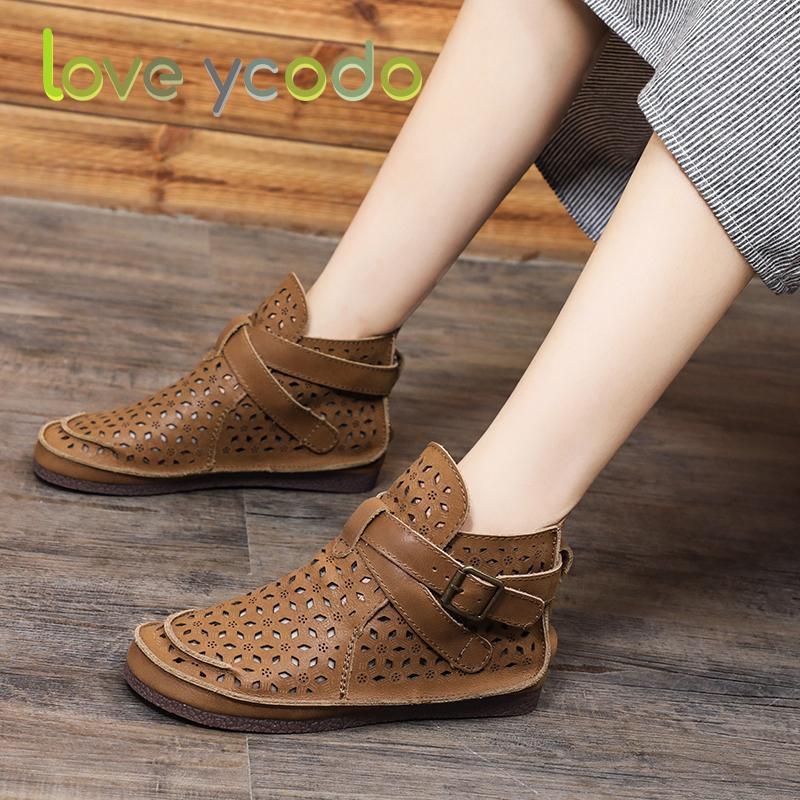 Женские летние удобные повседневные ботильоны из натуральной кожи Love Ycodo