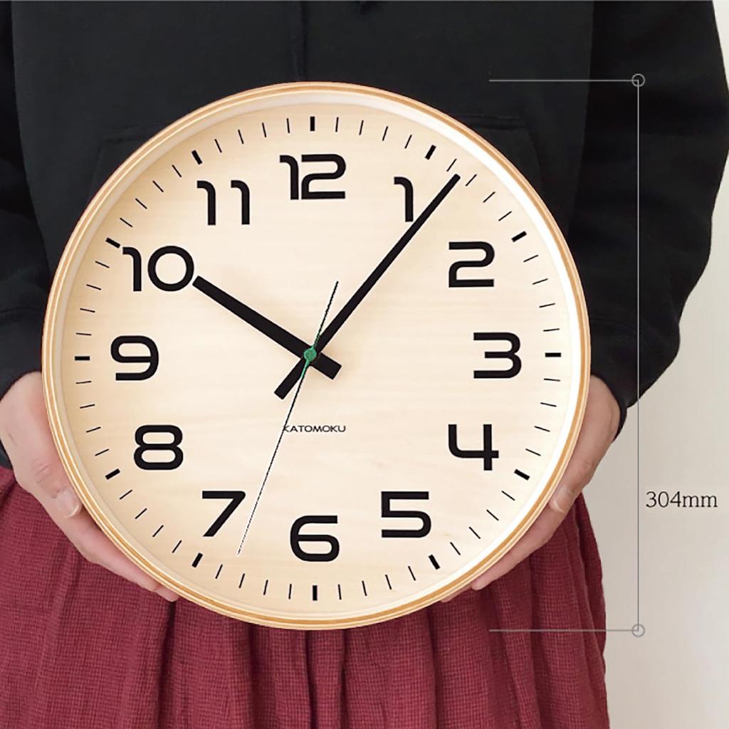 KATOMOKU plywood clock 23 Natural Wall Clock with Continuous Second km-145NARCS Hand, 304mm (SKP Radio-Controlled Clock)