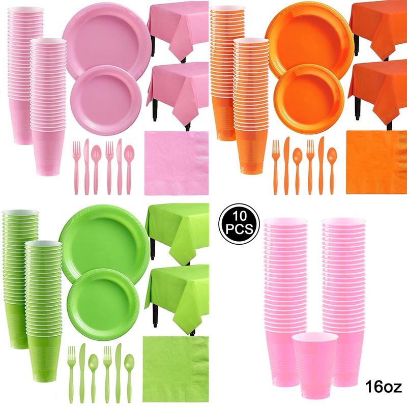 Monochrome Party Set Disposable Plastic Plate Cup Napkin Tableware Birthday Party Christmas Wedding Party