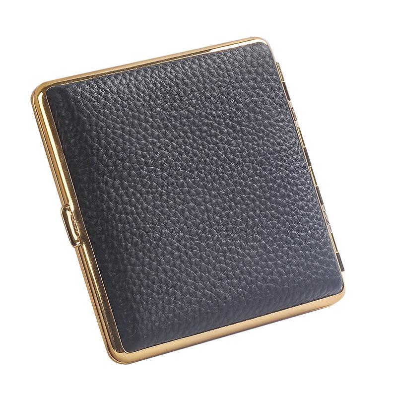 Elegant Cowhide Cigarette Case - 20-Piece Capacity, Men's Fashionable Moisture-Proof & Pressure-Proof Storage Box.