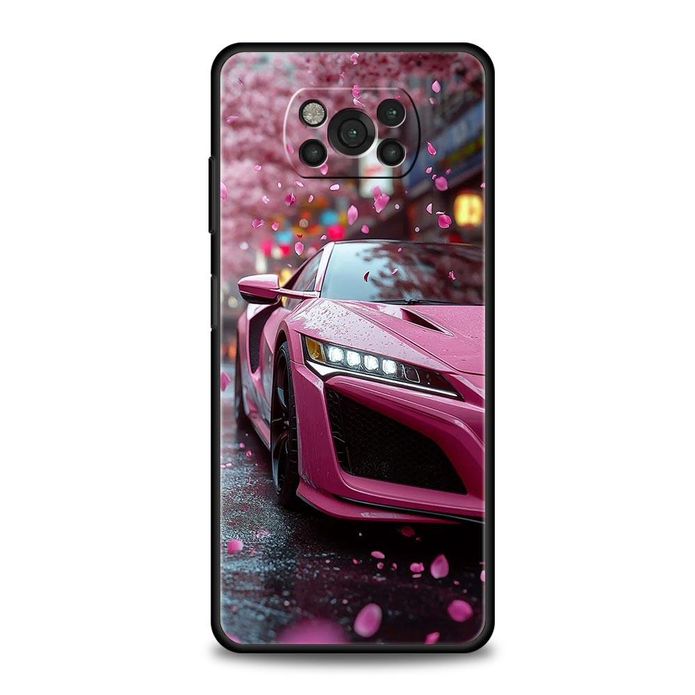 Модный розовый чехол с рисунком автомобиля для Xiaomi Poco F7 Ultra F6 F5 F4 F3 X6 X5 X4 X3 NFC C51 C55 M4 GT 5G, мягкий ТПУ корпус