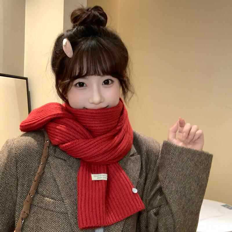 Imported Shell Buckle ~ Decoration Containing Wool Wool Scarf Solid Color Student Scarf Warm Season Men And Women