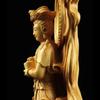 Wooden Sea-Crossing GuanyinStatue Chinese Buddha Log Color Solid Wood Carving Home Living Room FengShui Decoration Figure Statue