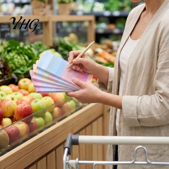Shopping List Planner Gradient Checklist Sticky Notepad, Self-stick To-do Pads, Macaron Color to Do Notepad Tearable Memo Pad for Lists And