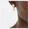 TORY BURCH Original design pearl brass earrings same style for men and women, white 168009-700-White F