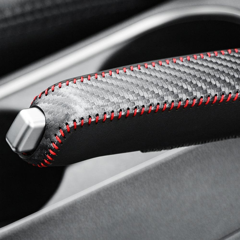 Carbon Fiber Style Leather Gears Handbrake Cover Auto Interior for Mitsubishi Outlander ASX RVR Pajero Lancer Opel Astra H J G Mokka