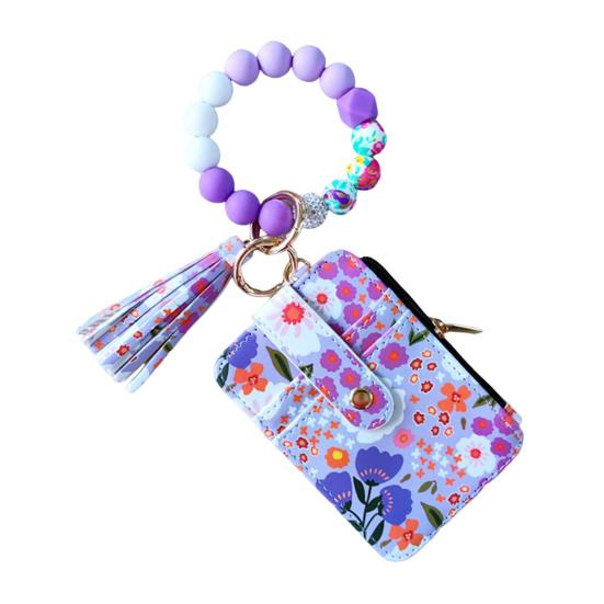 Женский цветочный кошелек-браслет в стиле бохо, брелок для монет с эластичной кисточкой