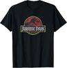 Jurassic Park Classic Retro Red Distressed Logo T-Shirt