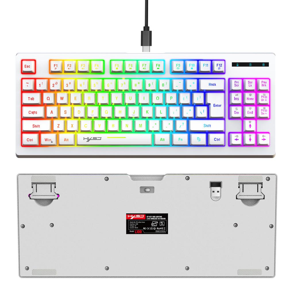 Wireless Keyboard and Mouse Set 2.4G Colourful Backlit Keyboard BT Wireless Office Gaming