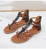 2025 New Summer Bohemian Ethnic Style Colorful Splicing Roman Women's Large Size Flat Sandals 41--43