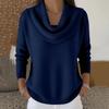Women's Casual And Fashionable Round Neck Long Sleeved Knitted Solid Color Top Sweater