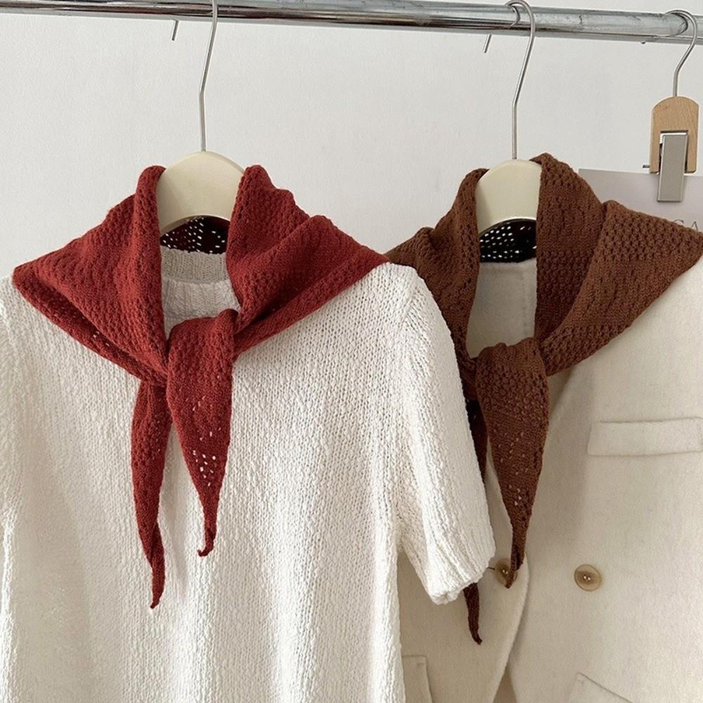 Hollow Out Warm Shawl Scarf Neck Protection Winter Smallscarf Fashion Knitted Triangle Scarf  Women