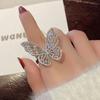 Luxury Shiny Cubic Zirconia Butterfly Rings for Women Fashion Silver Color Metal Hollow Engagement Wedding Rings Jewelry