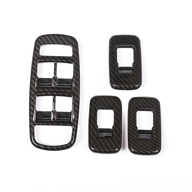4Pcs/Set ABS Car Door Window Lift Switch Button Panel Cover Trim Stickers Fit For Jaguar XE Auto Interior