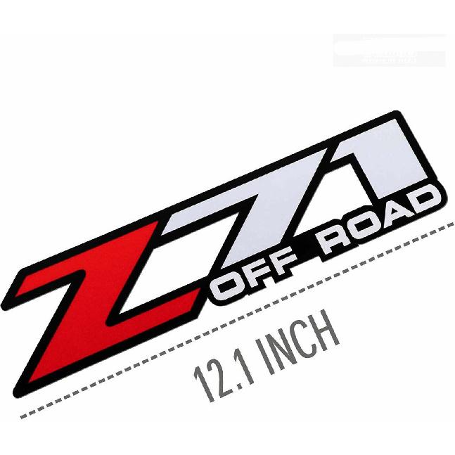 2Pc Z71 Off Road Decals Stickers Emblem Replacement for Silverado Z71 2001-2006 Bed Side 1500 2500 HD (Silver Red)