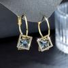 Stylish Square Zircon-Inlaid Earrings: Elegant High-End Design with 925 Silver Posts